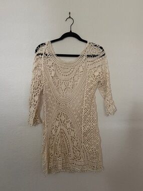 Crochet Tunic Cover-Up in Cream